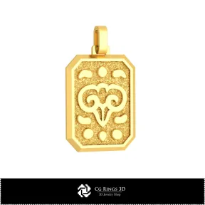 3D Men's Aries Zodiac Pendant Home, Jewelry 3D CAD, Pendants 3D CAD , 3D Zodiac Pendants