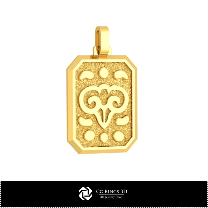 3D Men's Aries Zodiac Pendant Home, Bijoux 3D CAO, Pendentifs 3D CAO, Pendentifs du Zodiaque 3D