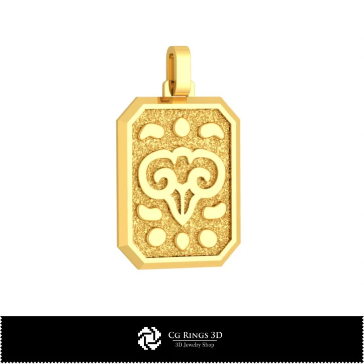 3D Men's Aries Zodiac Pendant