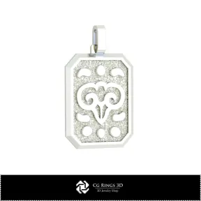 3D Men's Aries Zodiac Pendant