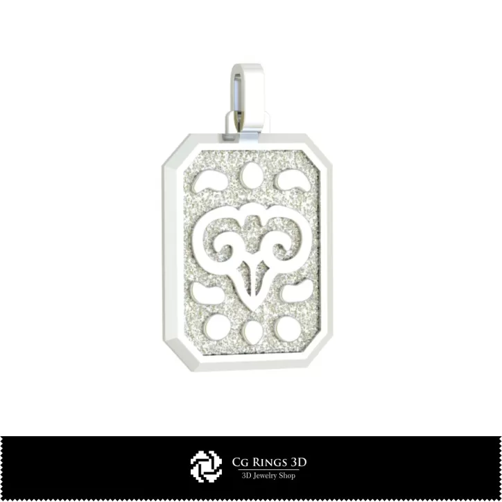 Colgante Zodiacal Aries 3D para Hombre
