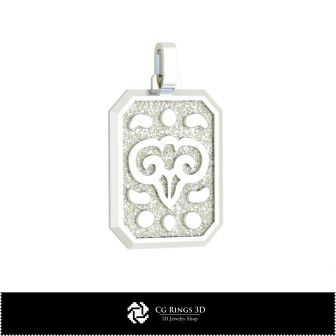 3D Men's Aries Zodiac Pendant Home,  Jewelry 3D CAD, Pendants 3D CAD , 3D Zodiac Pendants