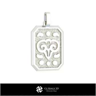 3D Men's Aries Zodiac Pendant Home, Jewelry 3D CAD, Pendants 3D CAD , 3D Zodiac Pendants