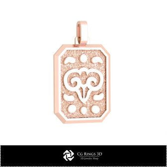 3D Men's Aries Zodiac Pendant Home,  Jewelry 3D CAD, Pendants 3D CAD , 3D Zodiac Pendants