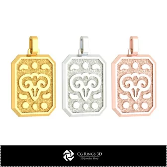 3D Men's Aries Zodiac Pendant Home, Bijoux 3D CAO, Pendentifs 3D CAO, Pendentifs du Zodiaque 3D