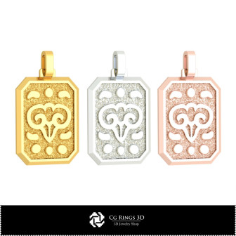 3D Men's Aries Zodiac Pendant Home,  Jewelry 3D CAD, Pendants 3D CAD , 3D Zodiac Pendants