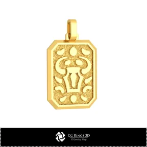 Pendentif 3D Homme Signe du Taureau, Bijoux 3D CAO, Pendentifs 3D CAO, Pendentifs du Zodiaque 3D