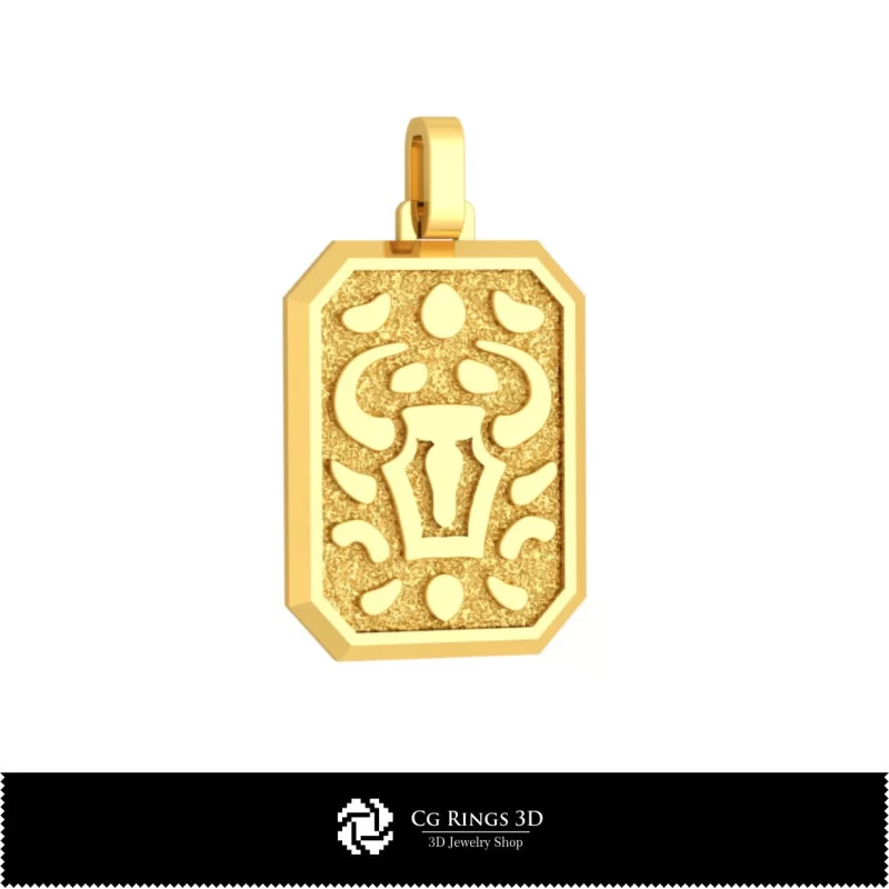 Pendentif du zodiaque Taureau pour homme 3D