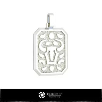 3D Men's Taurus Zodiac Pendant Home, Jewelry 3D CAD, Pendants 3D CAD , 3D Zodiac Pendants