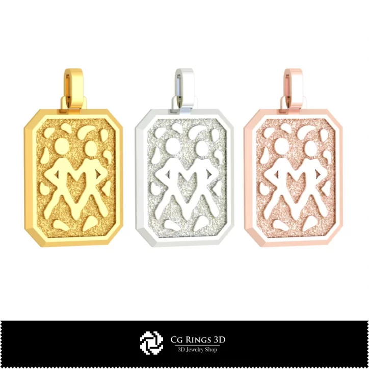 3D Men's Gemini Zodiac Pendant