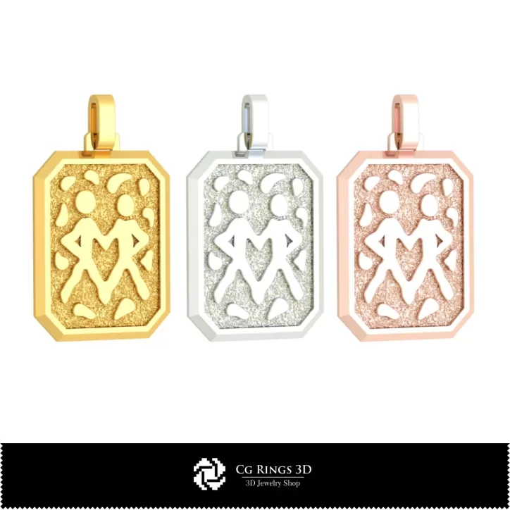 Ciondolo 3D Uomo Gemelli Segno Zodiacale