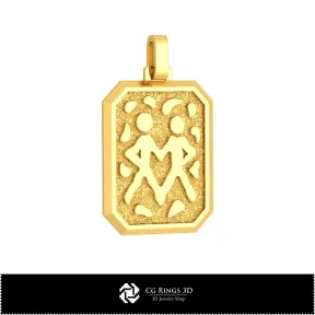 3D Men's Gemini Zodiac Pendant Home,  Jewelry 3D CAD, Pendants 3D CAD , 3D Zodiac Pendants