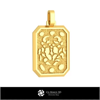 3D Men's Cancer Zodiac Pendant Home, Bijoux 3D CAO, Pendentifs 3D CAO, Pendentifs du Zodiaque 3D