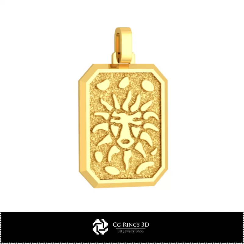 Colgante Zodiacal Leo para Hombre 3D