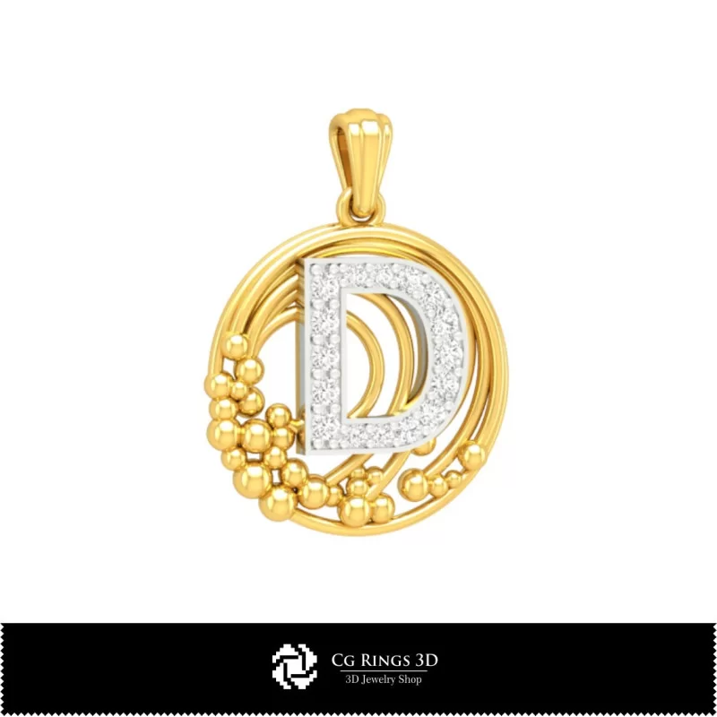 3D Pendant With Letter D Home, Bijoux 3D CAO, Pendentifs 3D CAO, Bijoux Vintage 3D CAO, Pendentifs Lettre 3D, Pendentifs Boule 3