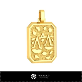 3D Men's Libra Zodiac Pendant Home, Jewelry 3D CAD, Pendants 3D CAD , 3D Zodiac Pendants