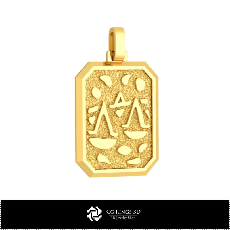 3D Men's Libra Zodiac Pendant Home, Bijoux 3D CAO, Pendentifs 3D CAO, Pendentifs du Zodiaque 3D