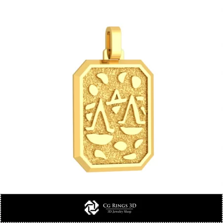 Pendentif 3D Balance pour homme, bijou 3D CAO, pendentifs 3D CAO, pendentifs zodiacaux 3D
