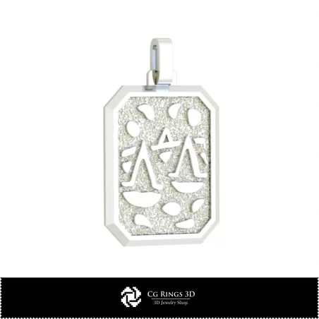 Pendentif zodiaque Balance homme 3D