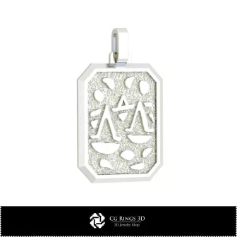 Pendentif 3D Balance pour homme, bijou 3D CAO, pendentifs 3D CAO, pendentifs zodiacaux 3D