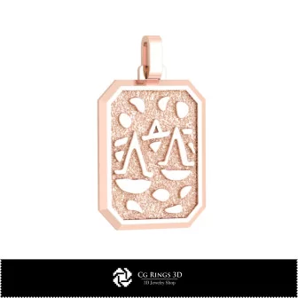 3D Men's Libra Zodiac Pendant Home, Bijoux 3D CAO, Pendentifs 3D CAO, Pendentifs du Zodiaque 3D