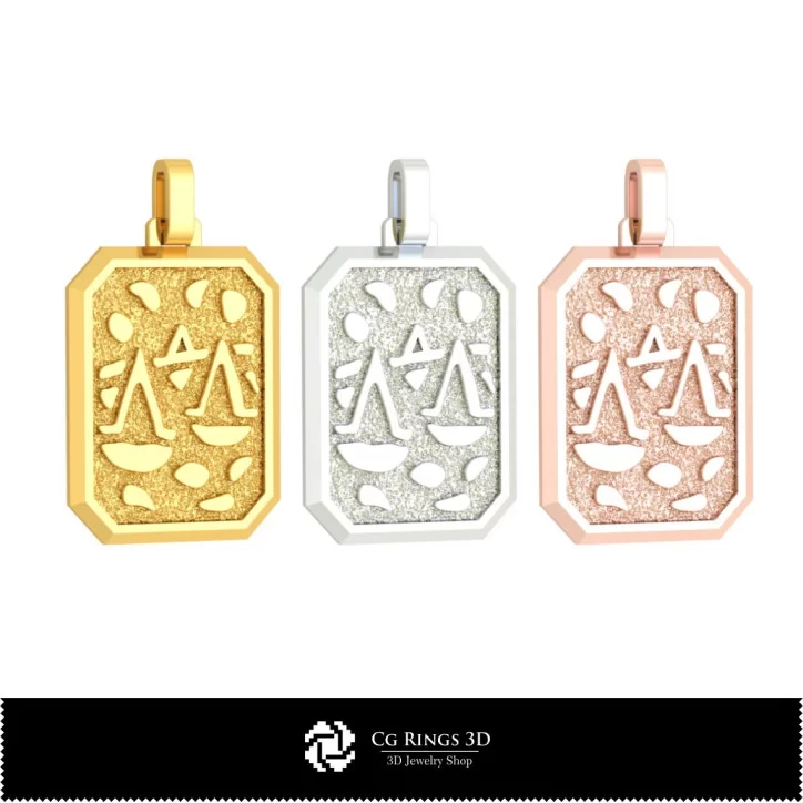 3D Men's Libra Zodiac Pendant