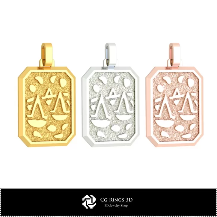 Pendente Zodiacale Bilancia Uomo 3D