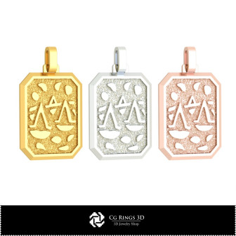 3D Men's Libra Zodiac Pendant Home, Bijoux 3D CAO, Pendentifs 3D CAO, Pendentifs du Zodiaque 3D