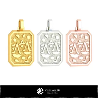 Pendentif 3D Balance pour homme, bijou 3D CAO, pendentifs 3D CAO, pendentifs zodiacaux 3D
