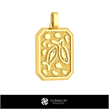 3D Men's Pisces Zodiac Pendant Home, Bijuterii 3D , Pandative 3D CAD, Pandativ cu Zodii 3D