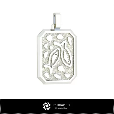 Pendentif 3D pour homme Signe du Poisson