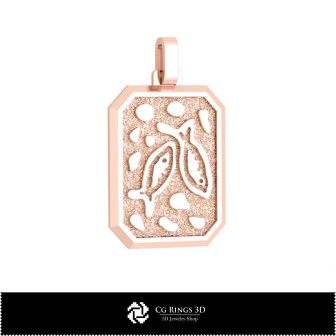 3D Men's Pisces Zodiac Pendant Home, Bijoux 3D CAO, Pendentifs 3D CAO, Pendentifs du Zodiaque 3D