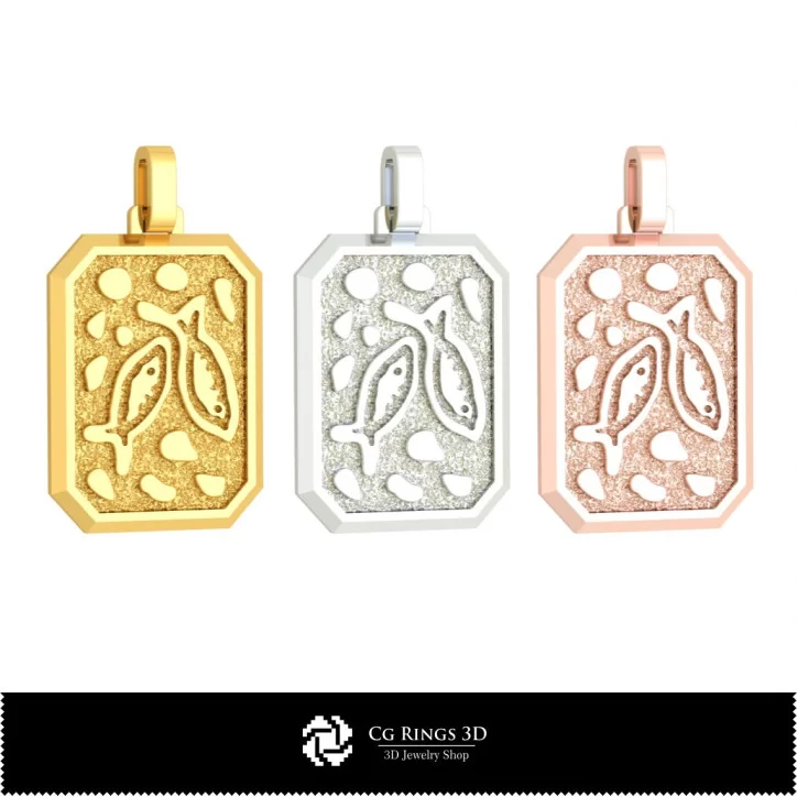 3D Men's Pisces Zodiac Pendant