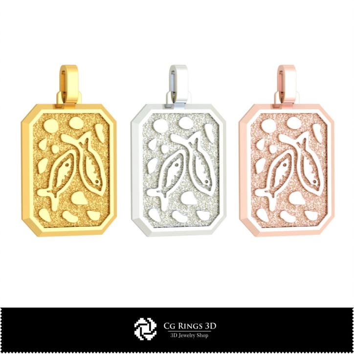 3D Men's Pisces Zodiac Pendant