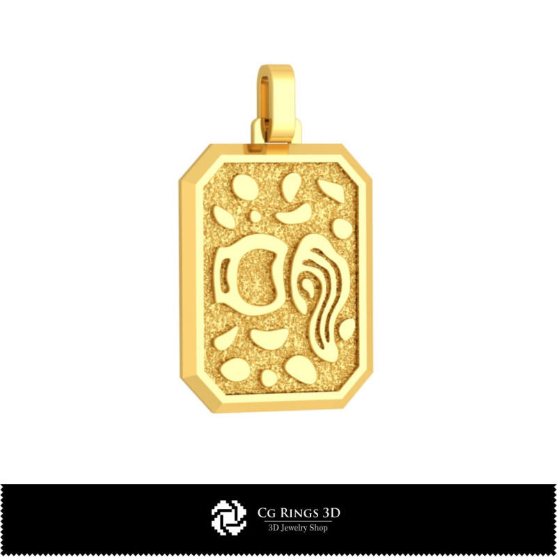 3D Men's Aquarius Zodiac Pendant  Home, Bijuterii 3D , Pandative 3D CAD, Pandativ cu Zodii 3D