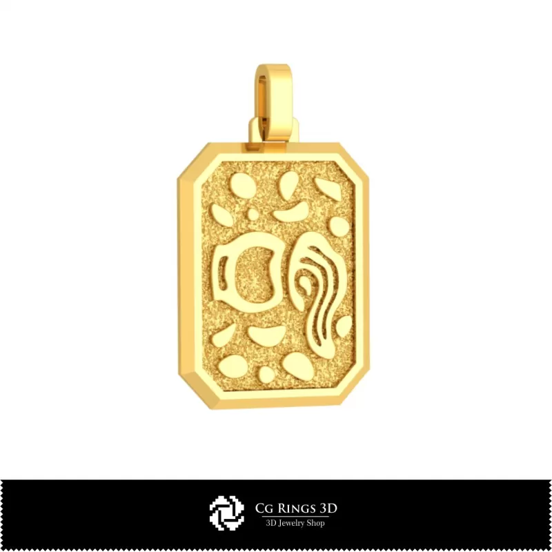 Pendentif Zodiaque Verseau 3D pour homme
