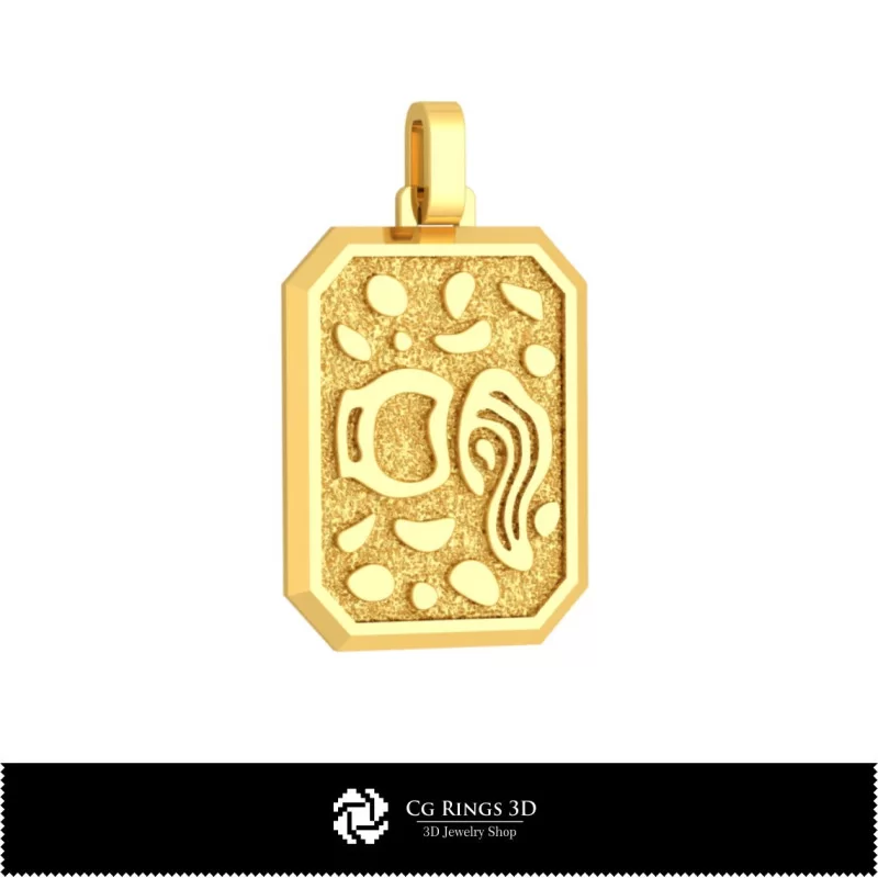 Pendentif Zodiaque Verseau 3D pour homme