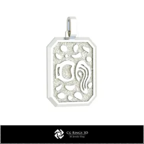 3D Men's Aquarius Zodiac Pendant