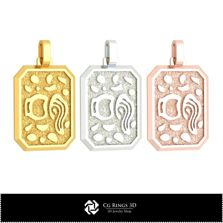 3D Men's Aquarius Zodiac Pendant