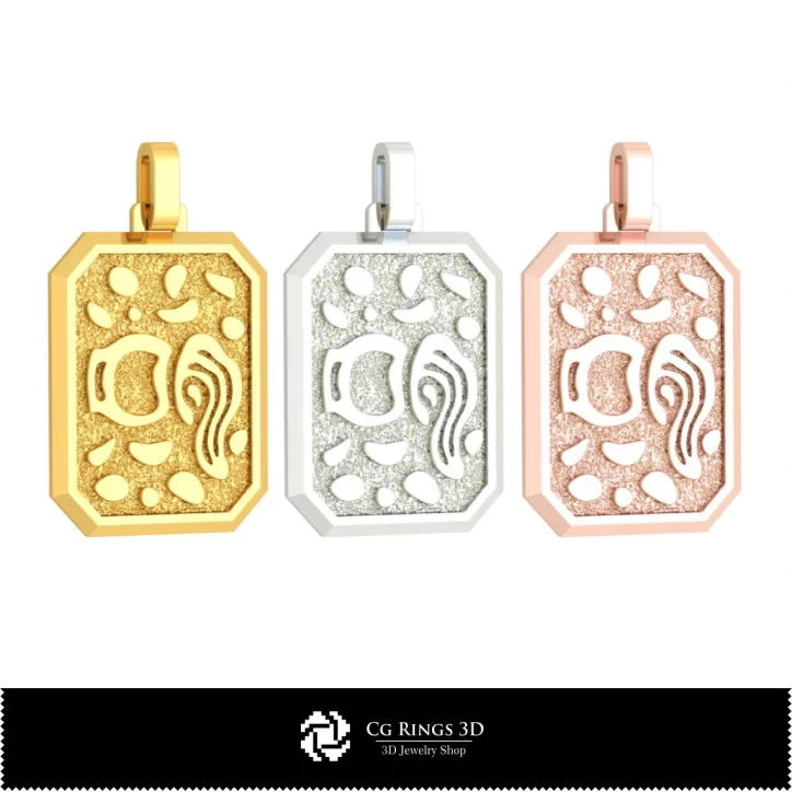 3D Men's Aquarius Zodiac Pendant