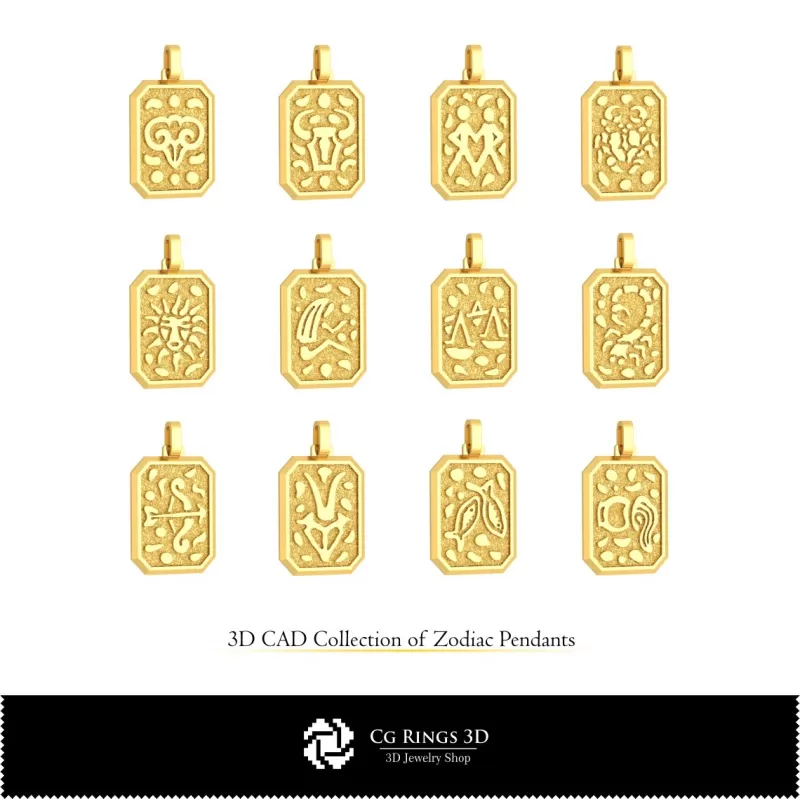 Collection 3D de pendentifs du zodiaque