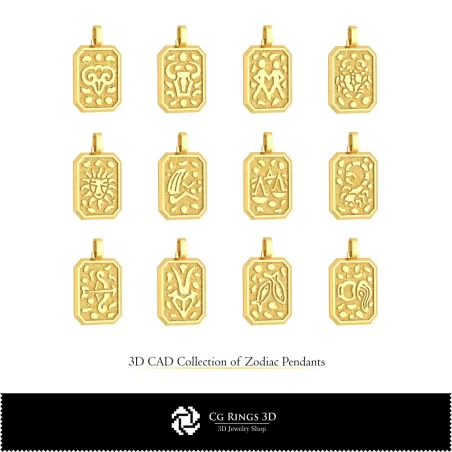 Collezione 3D di Ciondoli Zodiacali Casa, Gioielli CAD 3D, Ciondoli CAD 3D, Collezioni di Gioielli CAD 3D, Ciondoli Zodiacali 3D