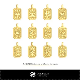 Colección 3D de Colgantes del Zodiaco Casa, Joyería CAD 3D, Colgantes CAD 3D, Colecciones de Joyería CAD 3D, Colgantes del