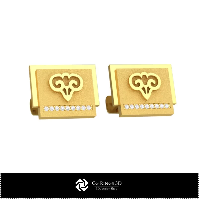 3D Aries Zodiac Cufflinks Home, Bijuterii 3D , Butoni 3D CAD, Butoni cu Bucla 3D