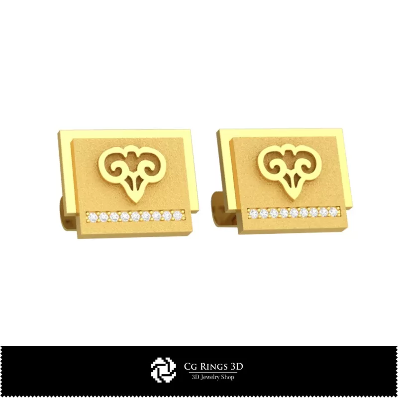 Boutons de manchette du zodiaque Bélier 3D