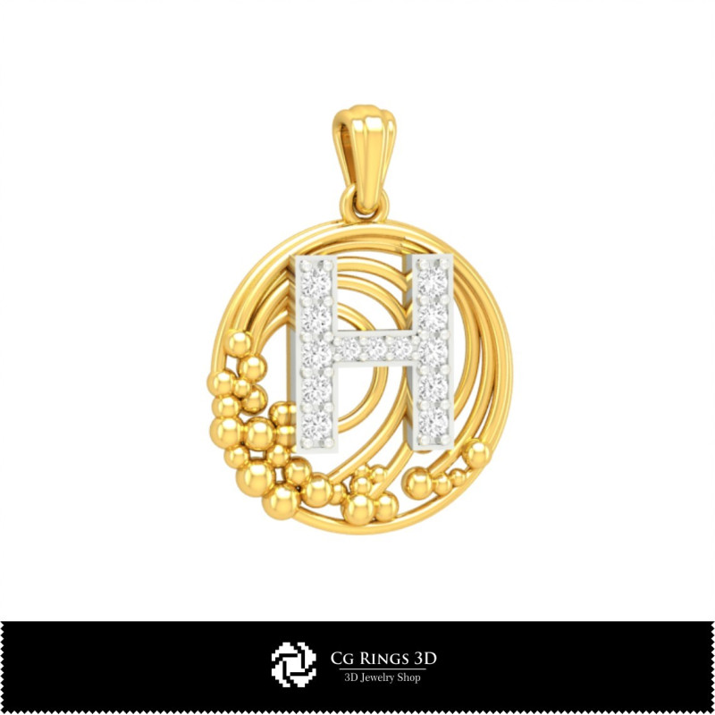 3D Pendant With Letter  H