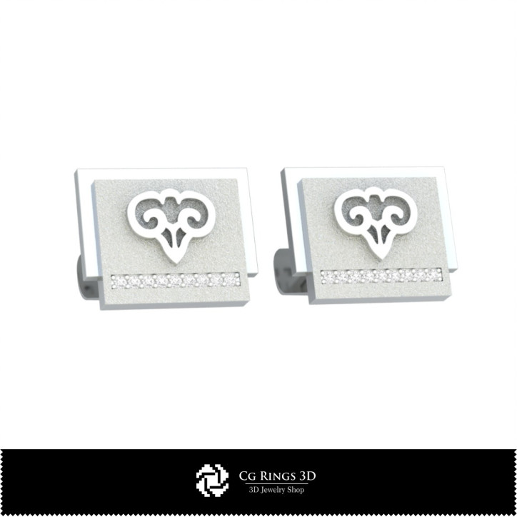 3D Aries Zodiac Cufflinks