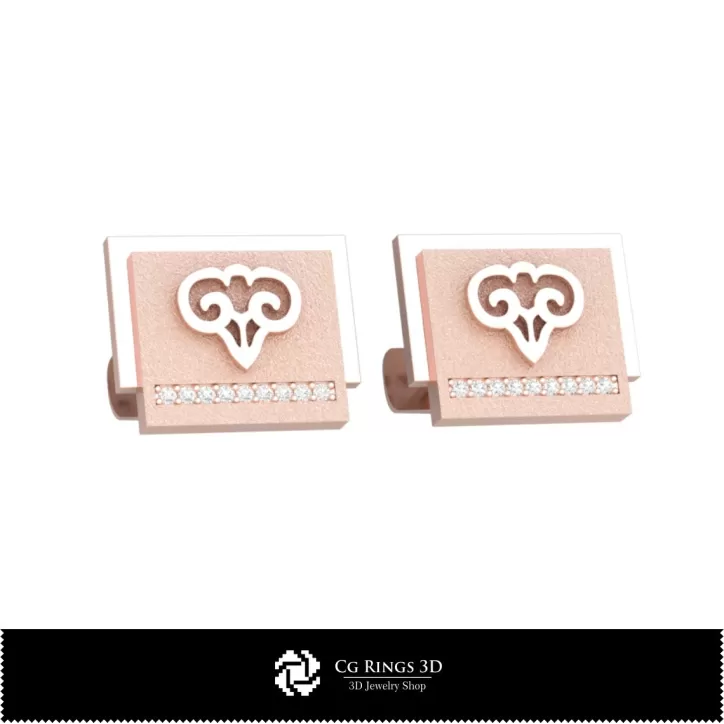 Boutons de manchette du zodiaque Bélier 3D