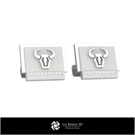 Boutons de manchette Zodiaque Taureau 3D