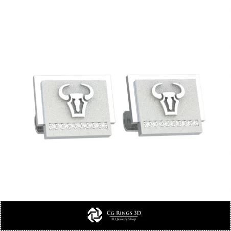 Boutons de manchette Zodiaque Taureau 3D